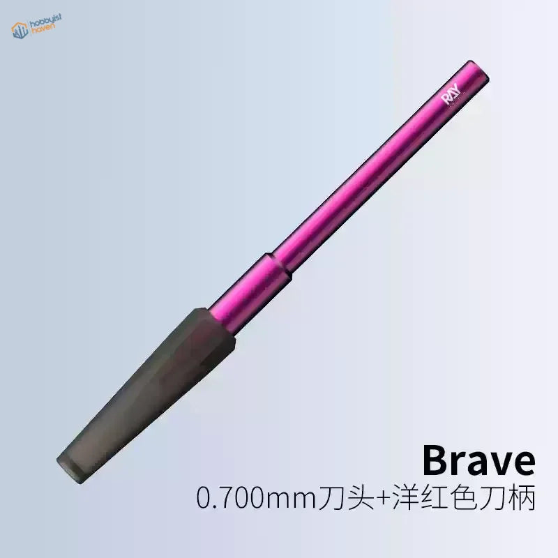 Precision tungsten carving knife in magenta with Brave 0.700mm blade