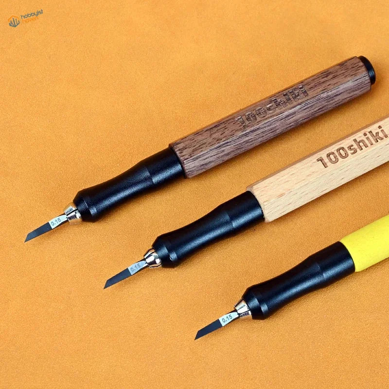 Three 100shiki ceramic engraving knives with precision blades