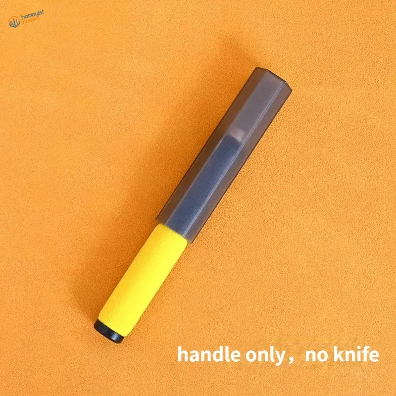 Yellow gray hexagonal handle with black caps on ceramic engraving knife