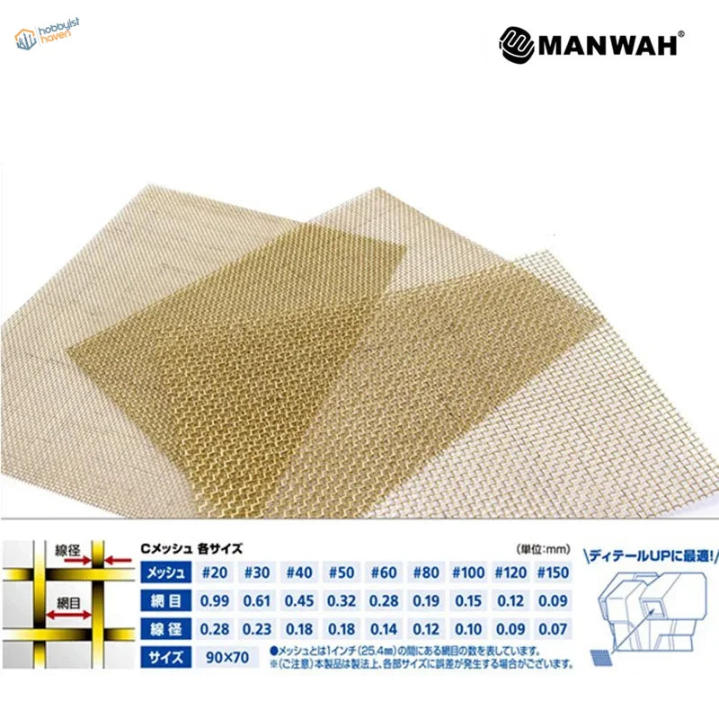 Gold 0.12-0.99mm brass mesh for Gundam scale model air intakes