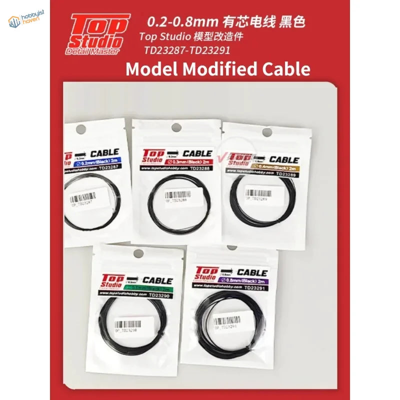 Black 0.2-0.8mm stranded wire core cable in white packaging, top view