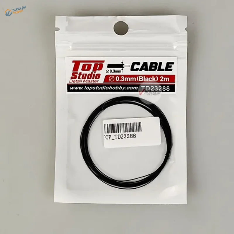 Black 0.3mm wire core cable in Top Studio branded white bag