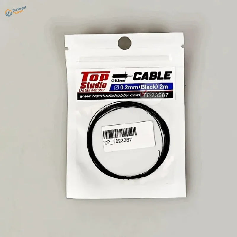 Black 0.2mm wire core cable in white retail sleeve
