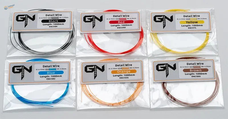 Six 0.25mm~0.8mm solid core wire spools in six colors for precise bends