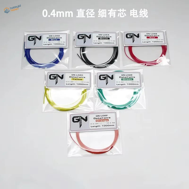 Six GN model 0.4mm solid core wires in colors, precise bends packaging
