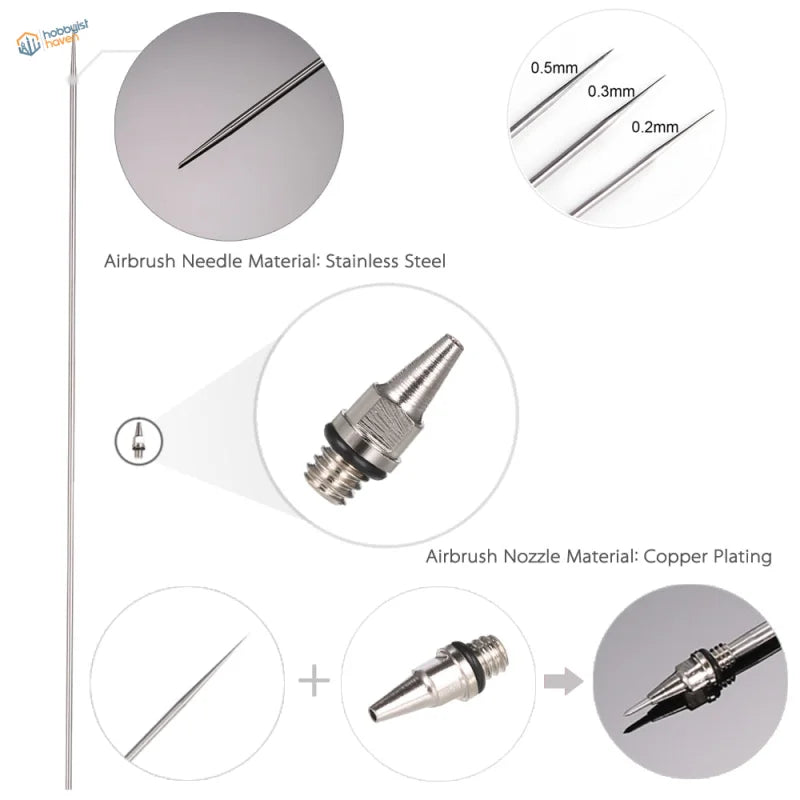Stainless steel needle with copper nozzle for 0.3/0.5mm dual action airbrush
