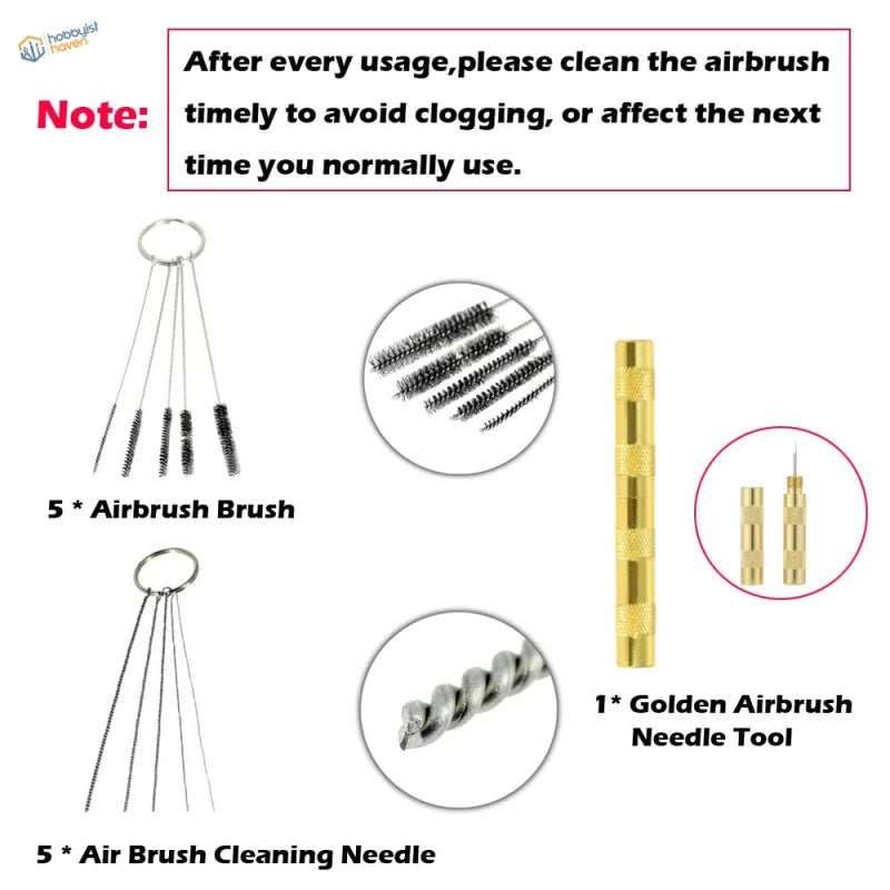 Gold 0.3/0.5mm dual action airbrush needle with grip and threads