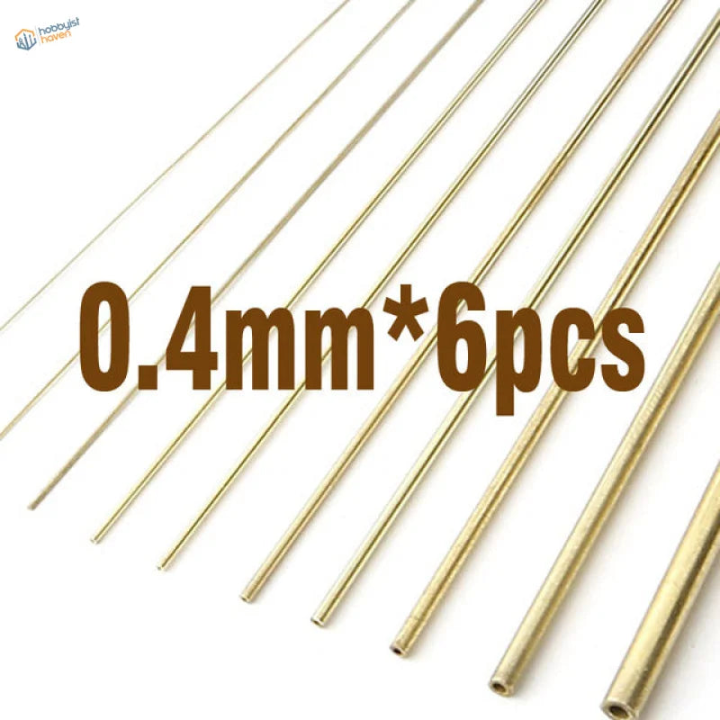 Six 0.4mm brass wire rods for scale modeling tools in brass tubes