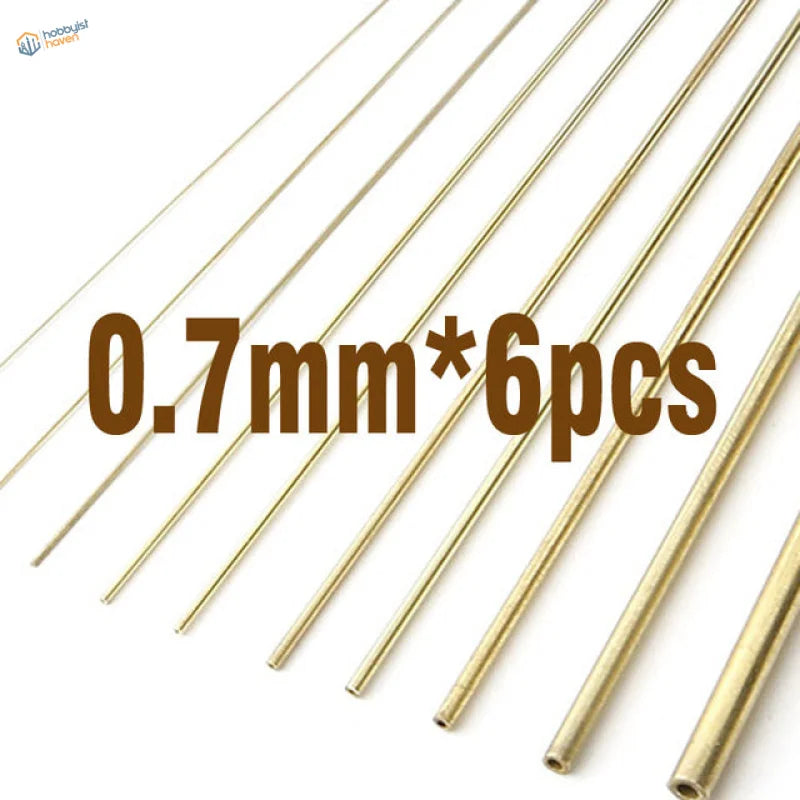 Six 0.7mm polished golden brass tubes for scale modeling tools
