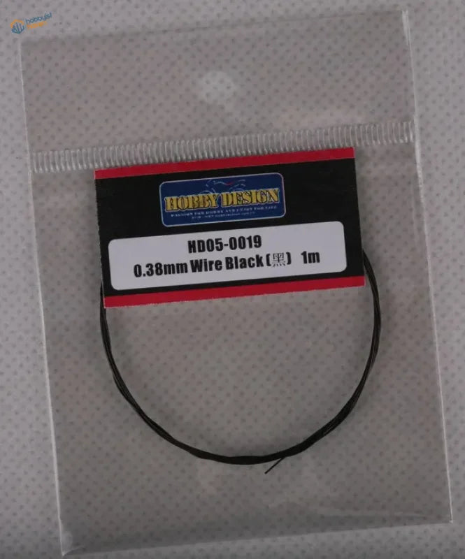 Black 0.38mm colored steel wire in clear sleeve with Hobby Design label