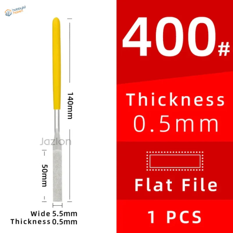Yellow-handled ultra fine diamond flat file, 400# 0.5~1.1mm thick