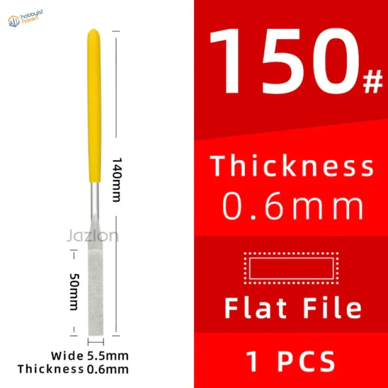 Yellow-handled ultra fine diamond flat file 150# 0.5-1.1mm thick
