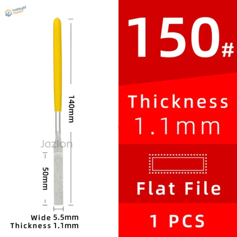 Yellow-handled ultra fine diamond flat file 150# metallic body