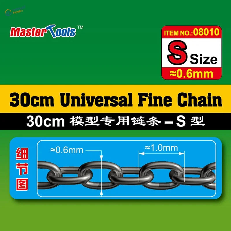 30cm black metal chain 0.6mm link for scale modeling tools
