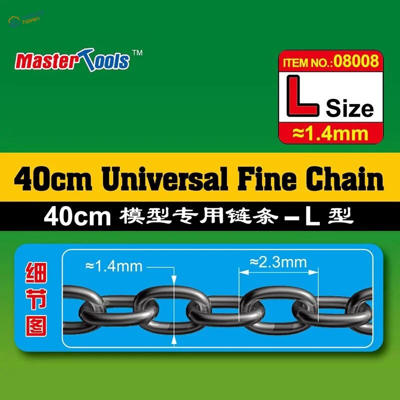 Black metal 40cm fine chain by Mastertools 1.4mm for scale modeling tools