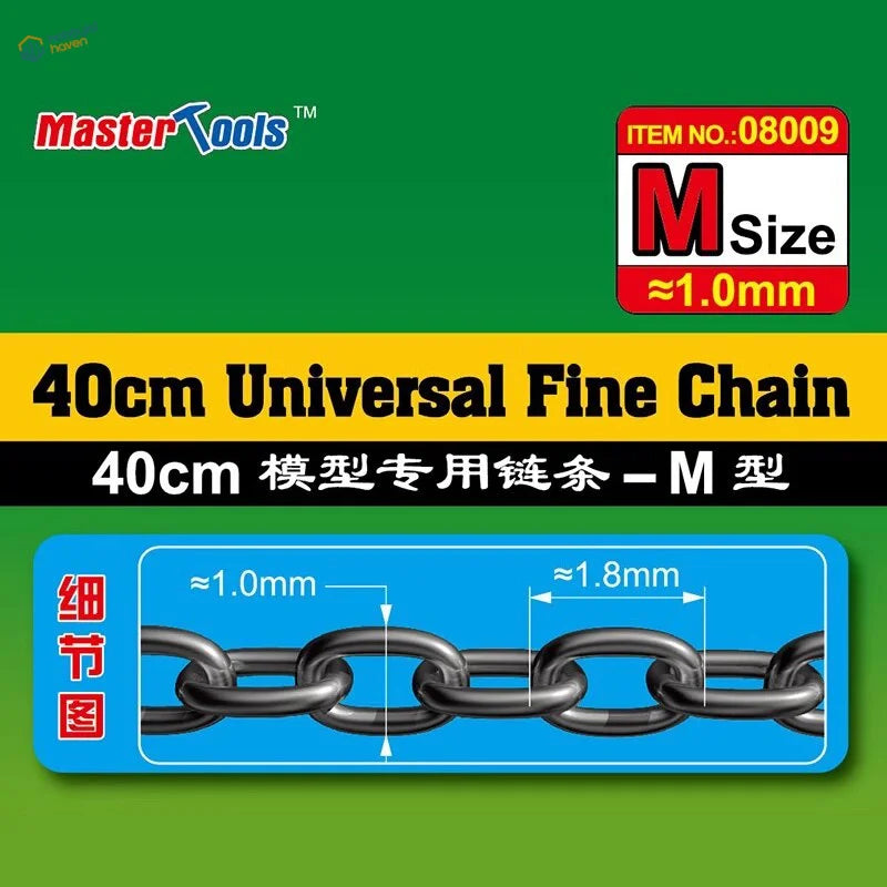 Mastertools 1.0mm fine metal chain for scale modeling tools, 40cm black