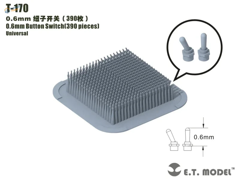 Gray plastic base with 390 precision hobby 0.6mm button switches