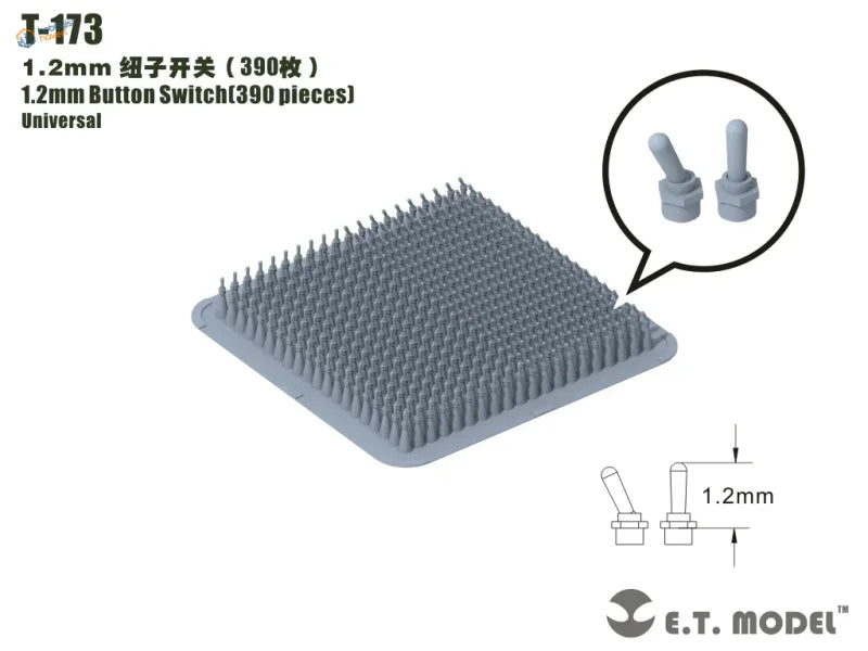 Gray plastic tray of 390 universal 1.2mm button switches for precision hobby tools