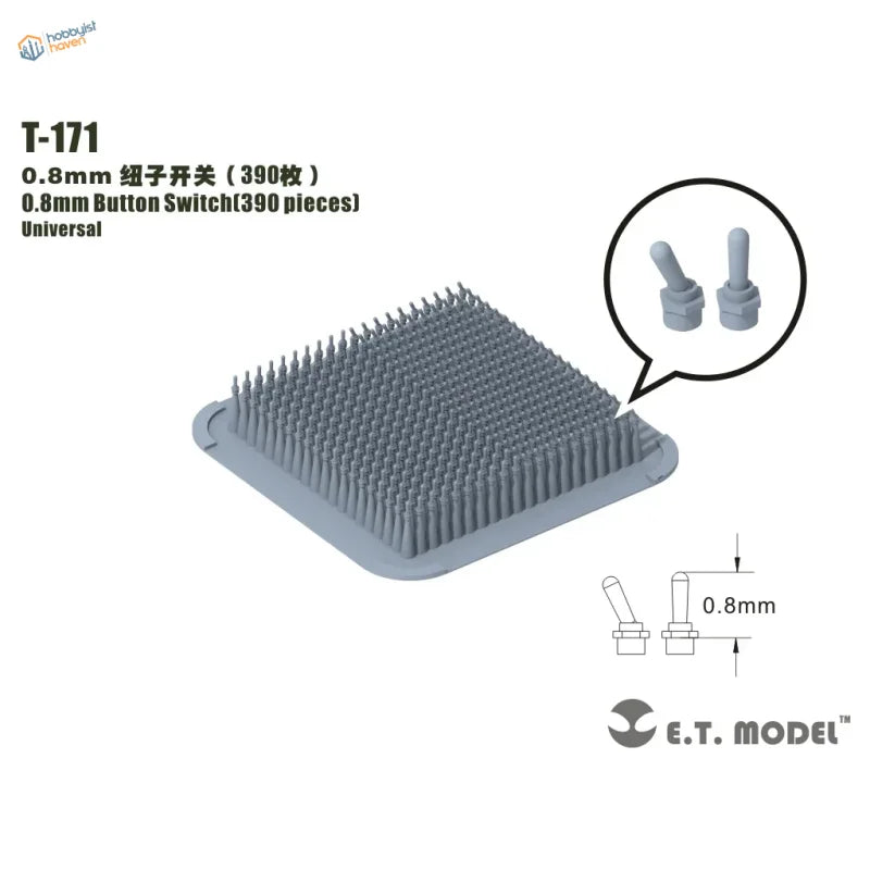 Gray plastic base with 390 universal 0.8mm button switches for precision hobby tools