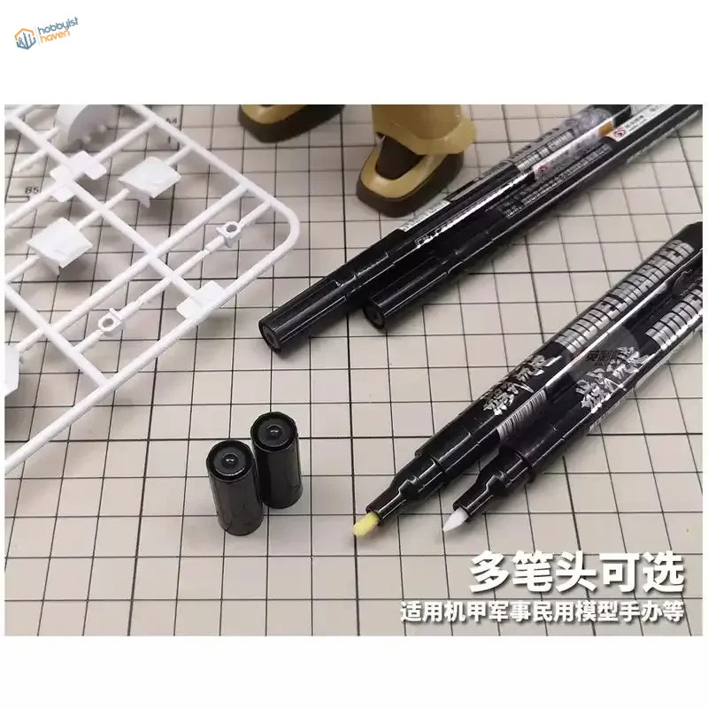 0.7/2.0mm metallic marker pens with interchangeable nibs for model painting