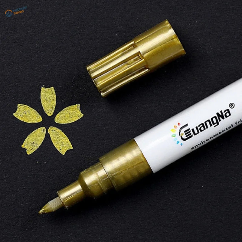 Gold glitter 0.7mm acrylic paint marker pen with Guangna logo