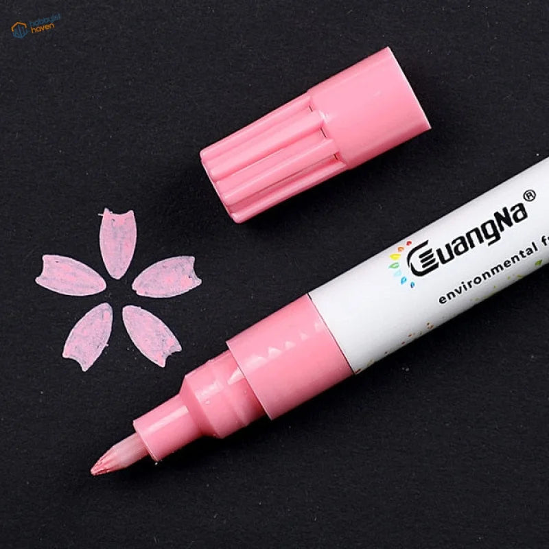 Pink acrylic paint marker pen with euangna marker, pink cap, cherry blossom design