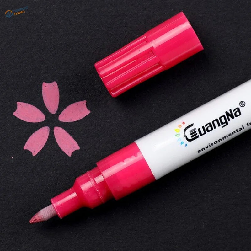 Vibrant pink 0.7mm acrylic paint marker pen with eco label