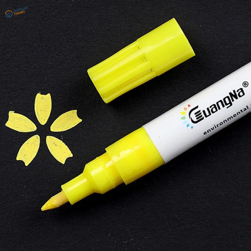 Cuangna 0.7mm acrylic paint marker pen with bright yellow tip