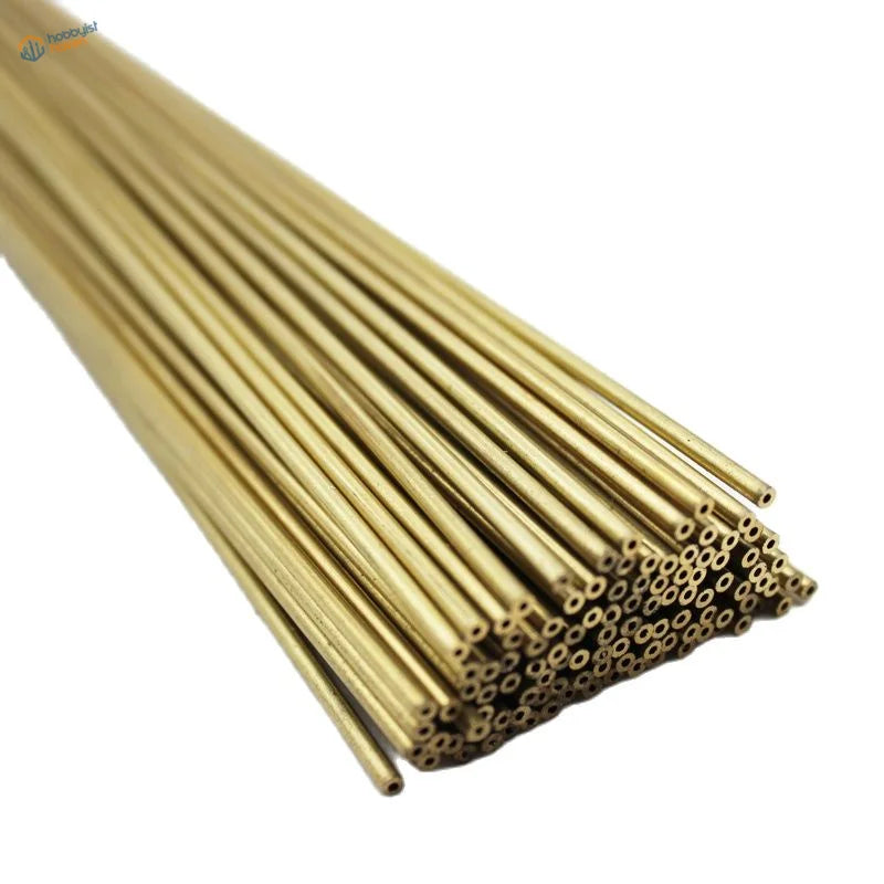 Bundle of slender polished brass tubes for scale modeling tools, 0.8-11mm