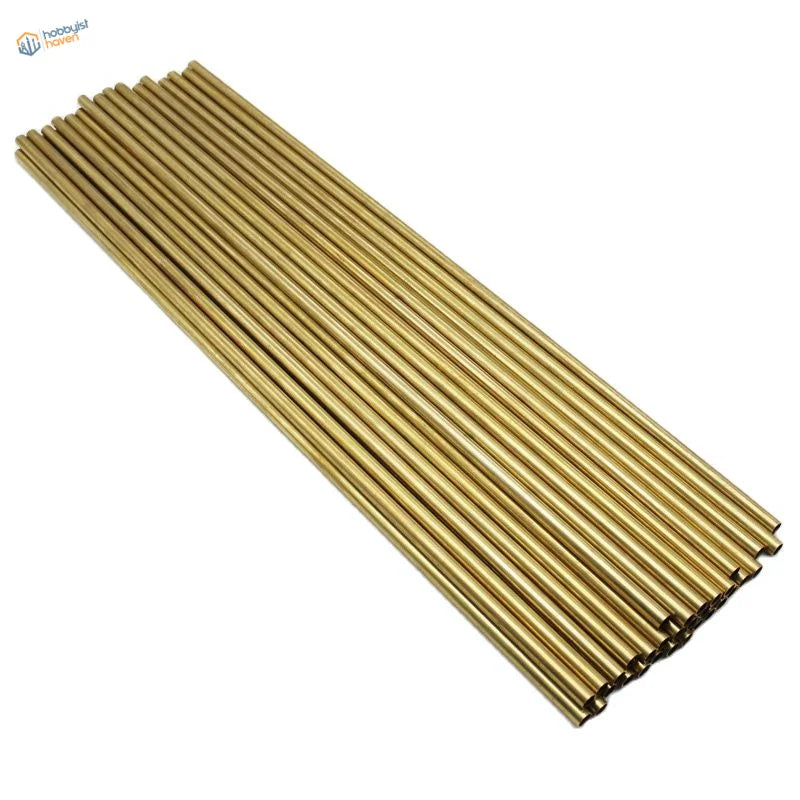 Set of brass tubes for scale modeling, 0.8-11 mm sizes in parallel rows