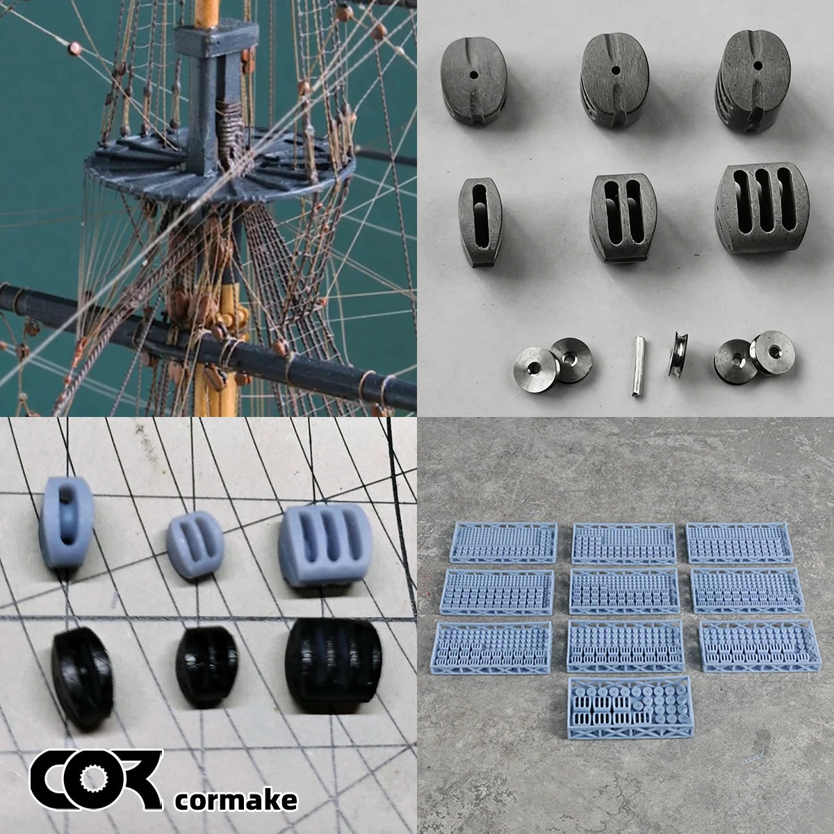 Cormake 3D-Printed Rigging Pulleys for Ship Models