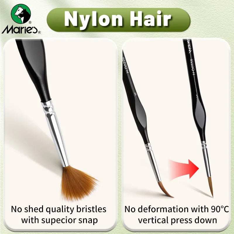 3/6 pcs 5/0 extra fine brushes with black handles and nylon bristles