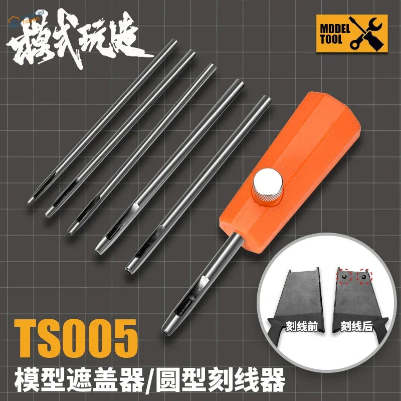 Orange-handled 1.0-3.5mm circular scriber masking tape cutter with rods