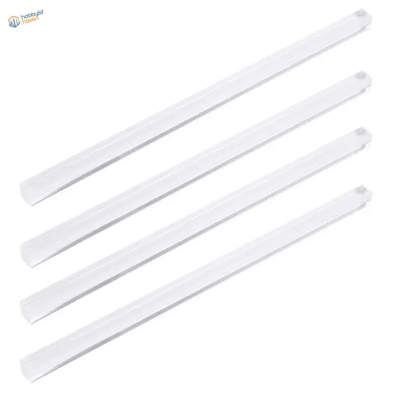 Four white translucent square rods, transparent square multisize