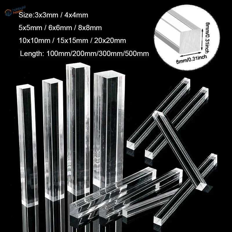 Transparent square rods multisize clear acrylic rectangular bars various sizes