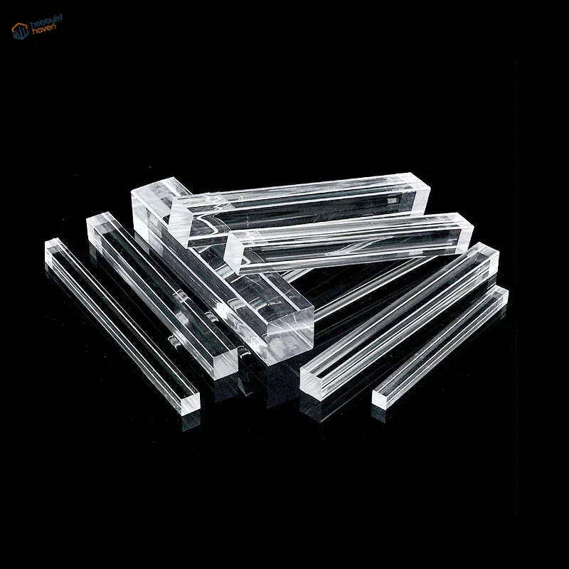 Clear acrylic transparent square rods multisize with polished reflective edges