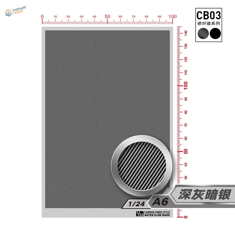 CB03 carbon fiber simulating decal with silver rim and gunmetal finish