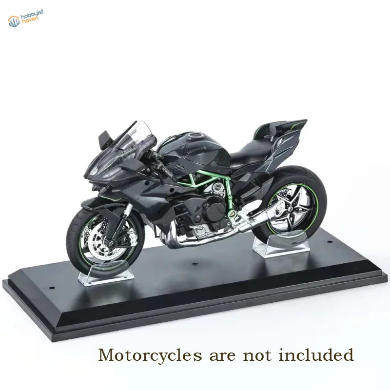 Black and green Kawasaki Ninja H2R on 1/12 motorcycle display stand