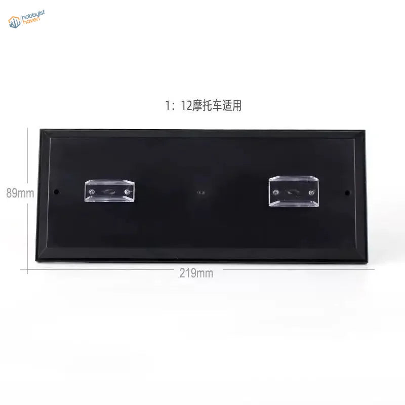Black 1/12 motorcycle display stand with acrylic holders