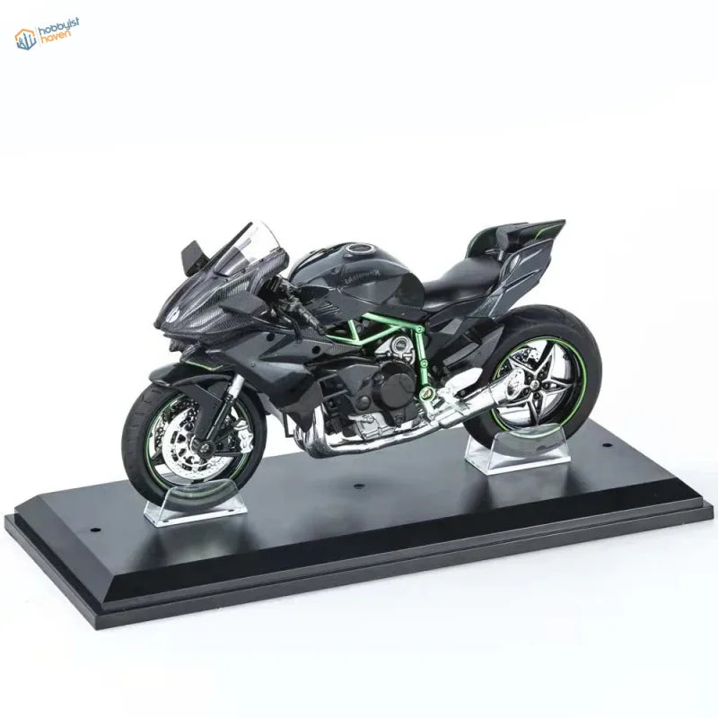 1/12 Kawasaki Ninja H2R black green motorcycle display stand with carbon fiber