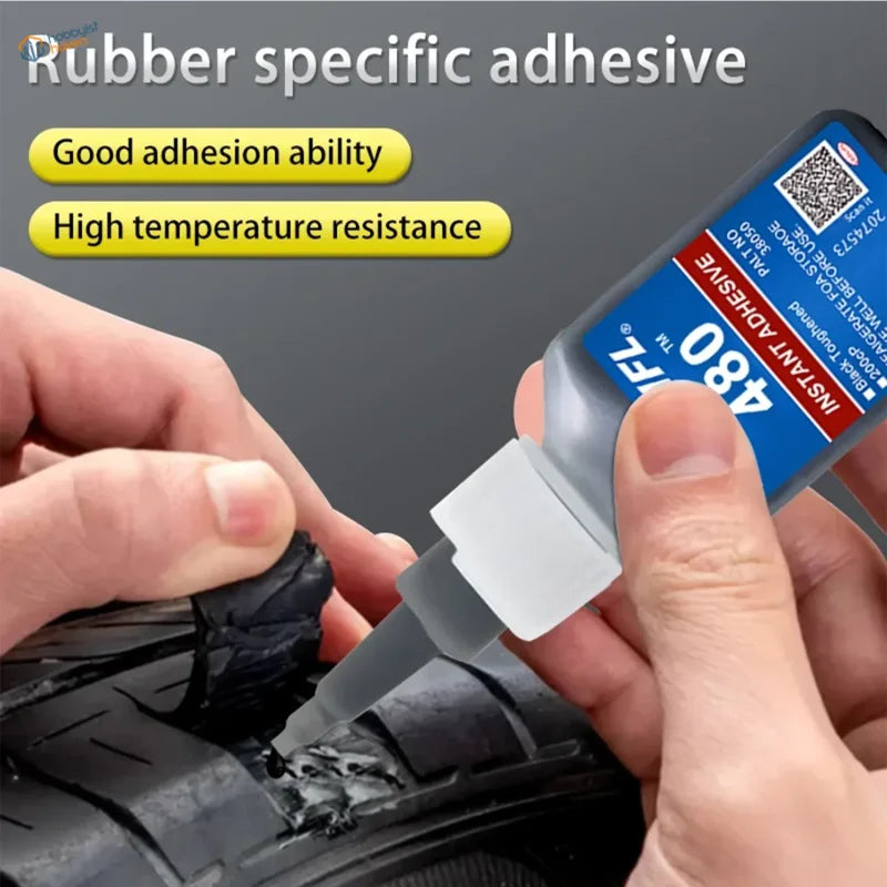 A single 20ml bottle of black cyanoacrylate adhesive with blue and white label for rubber bonding in 1/2/3/5pcs pack