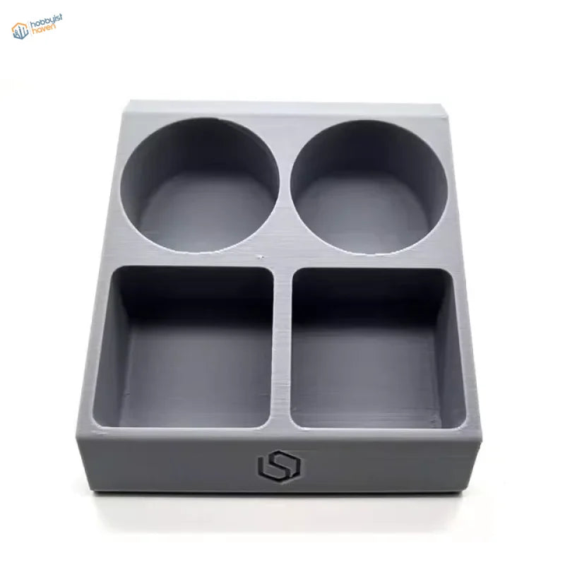 Gray glue holders organizer with 4 compartments for scale modeling tools