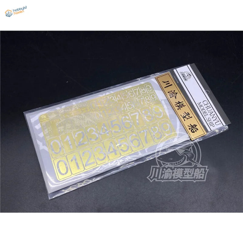 Gold translucent number stencils for 1/200 1/350 1/700 warship scale models by Chuanyu