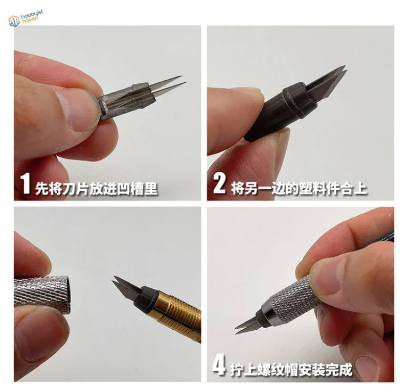 Black and gold double-edged cutting knife for scale modeling tools