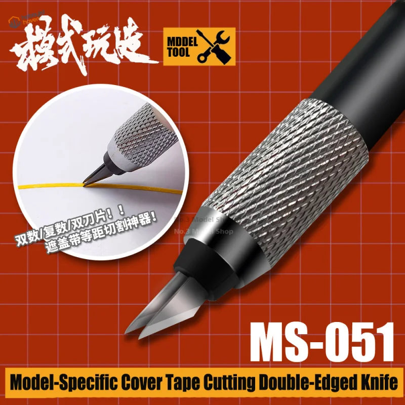 Black and silver double-edged cutting knife ms-051 for scale modeling tools