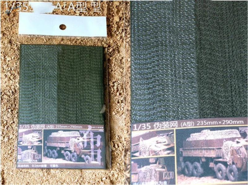 Dark green 1/35 scale camouflage nets for military vehicle model kits