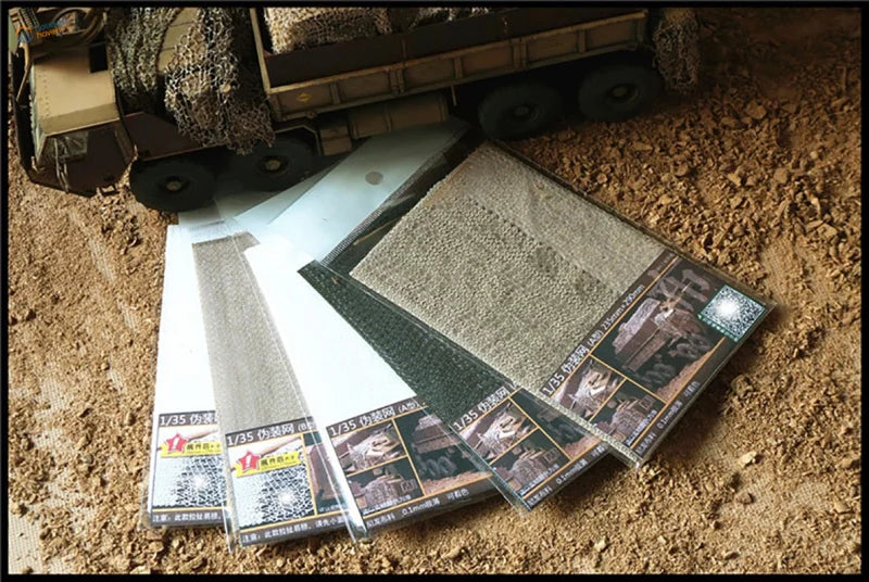 1/35 scale camouflage nets kit for model vehicles in packaging
