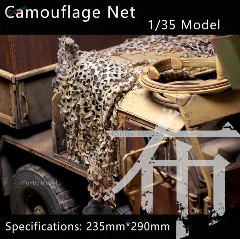 Tan camouflage net with mesh for 1/35 scale modeling tools