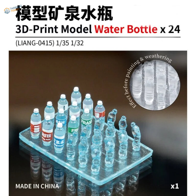 1/35 1/32 3D printed water bottle models on transparent tray