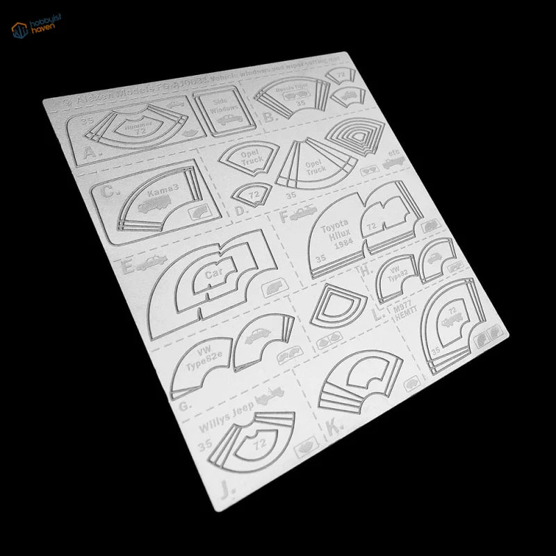 Silver plastic mask cutting stencil for vehicle windows and windshield wipers